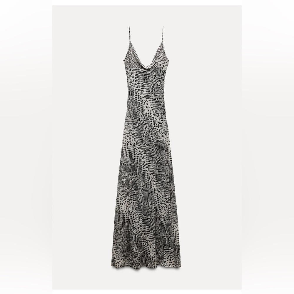 Zara Black and White Printed Maxi Dress
